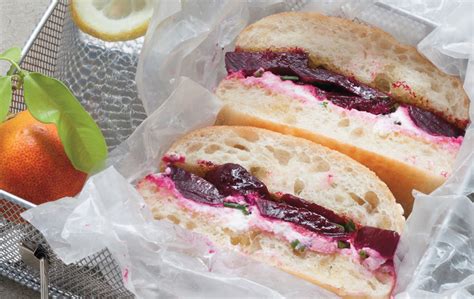 Roasted Beet Sandwiches With Chive Ricotta Cheese