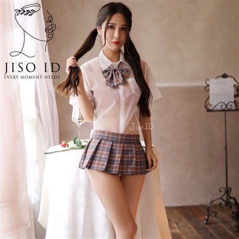 Jual Set Seragam Sekolah Jepang Transparan Lingerie Sexy Student Lace