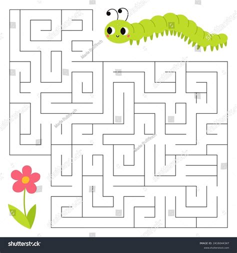 Insects Maze Game Kids Cute Caterpillar Stock Vector Royalty Free