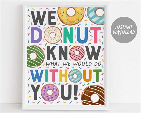 Donut Appreciation Sign Poster Printable Donut Know What We Would Do