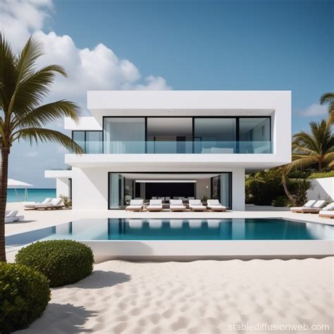 Ultra Modern Beachfront Villa With Infinity Pool Stable Diffusion Online