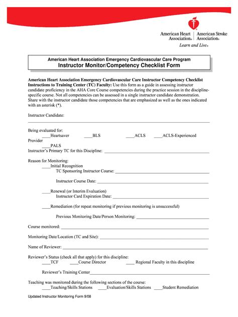 2008 Form Aha Instructor Monitor Tool Fill Online Printable Fillable