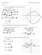 Circlesandparabolashandout Pdf Gse Precalculus Circles And Parabolas