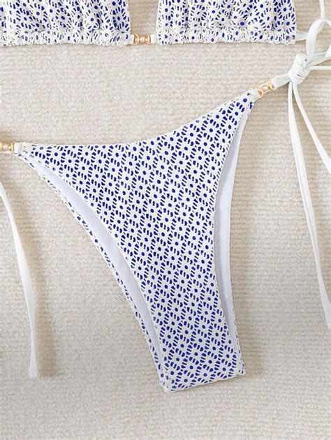 SHEIN Swim Mod Conjunto De Bikini Sexy Con Corbata De Cuello Halter Y