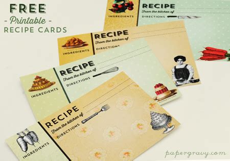 Printable Vintage Recipe Cards - The Graphics Fairy