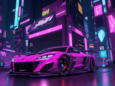 Premium Photo Super Sport Car City With Neon Light