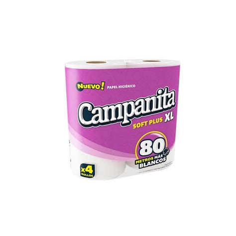 Papel HigiÉnico Campanita Soft Plus Xl Simple Hoja Paquete 4