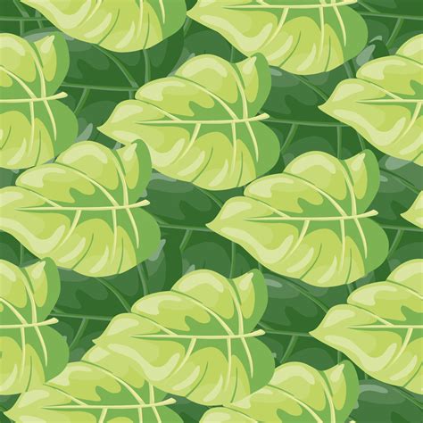 Stylized Tropical Leaves Seamless Pattern Decorative Leaf Background