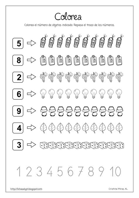 Fichas Números Del 1 10 Educación Infantil