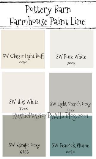 Pottery Barn Sherwin Williams Farmhouse Neutral Paint Color Guide Farmhouse Paint Farmhouse