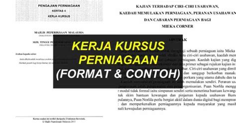 Kerja Kursus Perniagaan And Format Penulisan