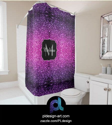 Purple Pink Ombre Glitter Sparkles Monogram Shower Curtain Zazzle