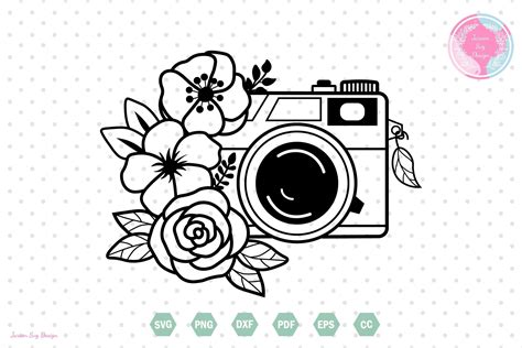 Camera Flower Svg Floral Svg Gr Fico Por Jaroensvgdesign Creative