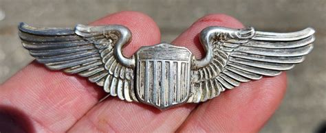 Wwii Us Army Air Force Sterling Silver Pilot Wing Pin Back W Ebay