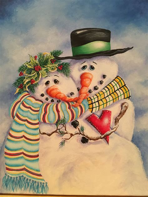 Snow Much In Love Whimsical Snowman Painting Snowman Painting