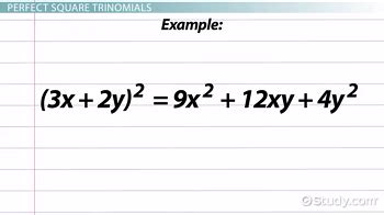 Perfect Square Trinomial | Definition, Factoring & Examples - Lesson ...