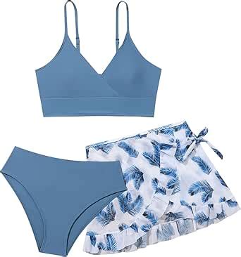 Generisch Mädchen Bikini Kurzen Ärmeln mit Volant Leichte Tankini Sets Sommer Wassersport