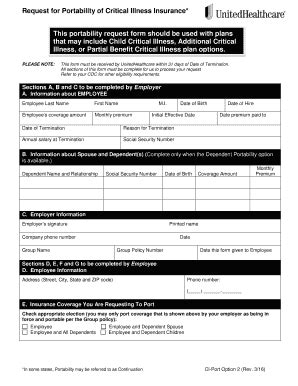 Fillable Online Critical Illness Protection Plan Claim Form Packet