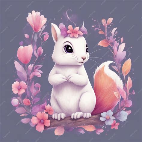 Premium Photo Fantasy Flowers Splash With Cute Squirrel T Shirt Design Art