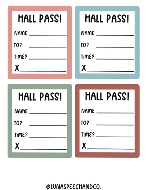 Printable Hall Passes 2 Versions Etsy