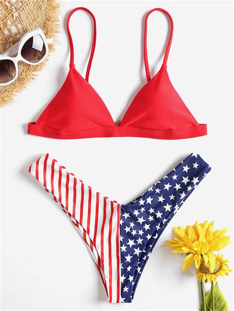 2021 Wholesale Women Flag Printed Swimwear Two Piece Swimsuit Sexy Bikini Bikini And Swimwear
