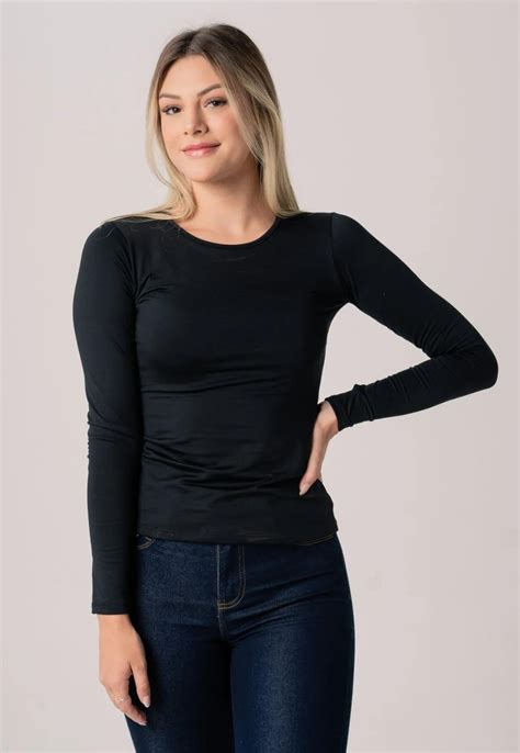 Blusa Térmica Feminina Forrada Flaneada Inverno Segunda Pele Gola