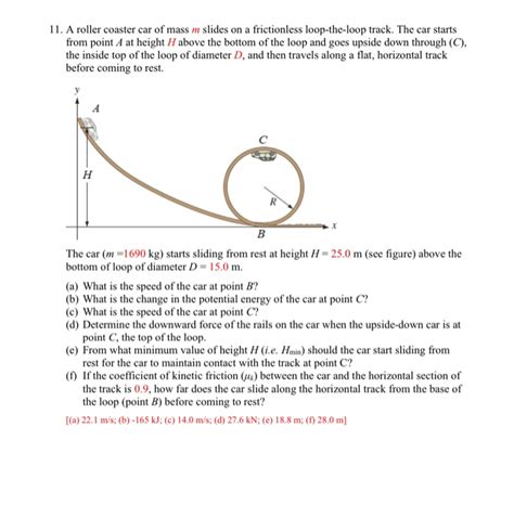 Solved A Roller Coaster Car Of Mass M Slides On A Chegg