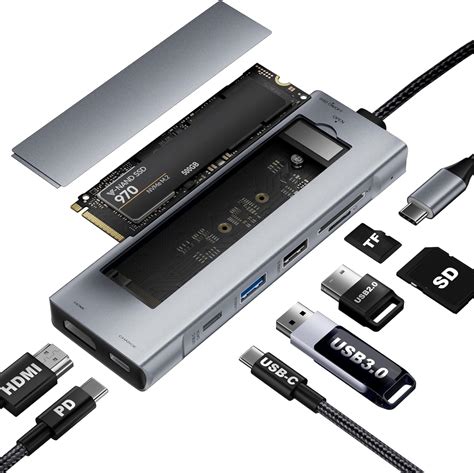 Hub Usb C En Con Carcasa Ssd M Nvme Sata Adaptador Multipuerto