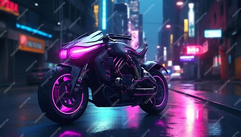 A motorcycle with neon lights on the back | Premium AI-generated image