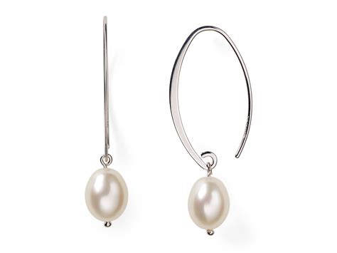 Nancy B Sterling Silver And Cultured Freshwater Pearl Drop Earrings In