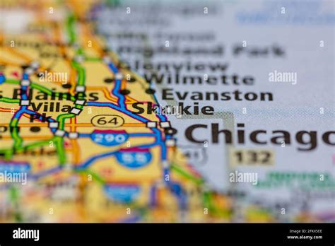 Skokie Illinois Shown On A Geography Map Or Road Map Stock Photo Alamy