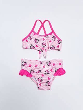 LCW baby Pembe Minnie Mouse Baskılı Kız Bebek Bikini Takımı S26041Z1 M8M LCW