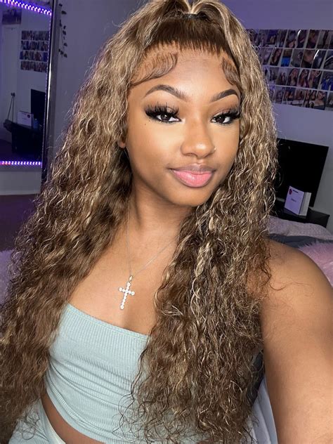 Julia Honey Blonde Water Wave Highlighted Wig X Lace Front Human Hair Wigs Pre Plucked Piano