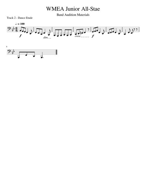 Wmea Junior All State Track 2 Dance Etude Sheet Music For Tuba Solo