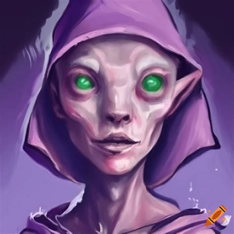 Elf Like Alien In Monk Robes With Pale Lavender Pink And Blue Skin On Craiyon