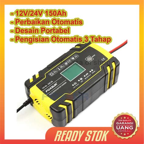 Jual Foxsur Charger Aki Mobil Motor Portable W V V Ah With