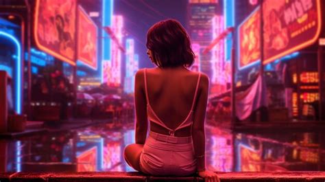 Premium Ai Image Woman In Neon City