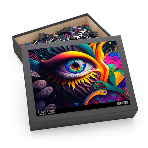 Psychedelic Puzzle Big Eye Trippy Jigsaw Puzzle 16x20 Unisex Etsy