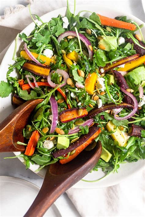 Roasted Carrot And Arugula Salad With Feta And Avocado Eat The Gains