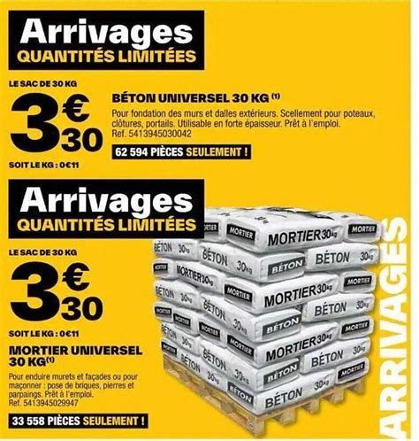 Promo B Ton Universel Kg Mortier Universel Kg Chez Brico D P T