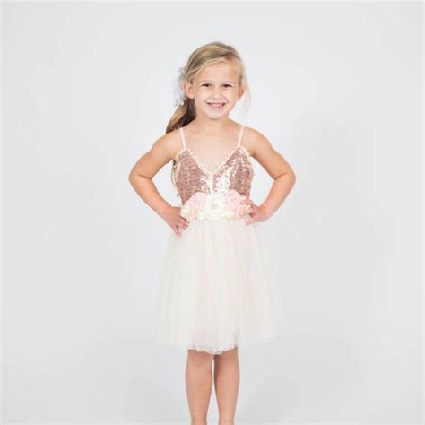 Rose Gold Flower Girl Dress Dusty Rose Sequin Wedding Gown Etsy