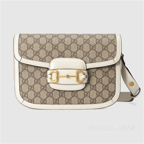 【gucci古驰】gucci 马衔扣1955系列小号肩背包 Gg Supreme帆布白色皮革 602204 92tcg 9761 搜品之家