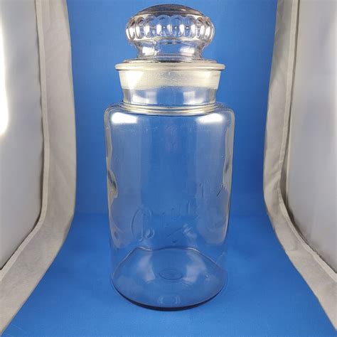 Bunte Antique Heavy Glass Large Apothecary Jar W Lid 12 Tall Vtg