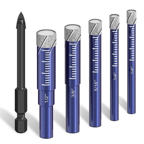 6 Pcs Diamond Drill Bits Set For Porcelain Ceramic Glass And More