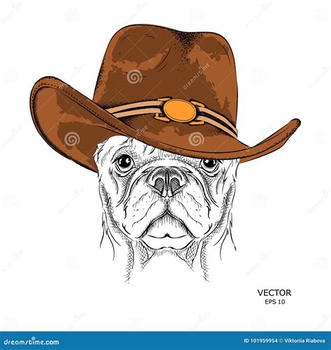 A Dog in a Cowboy Hat. Vector Illustration Stock Vector - Illustration ...