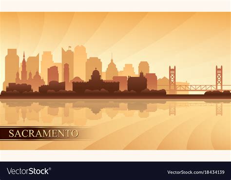 Sacramento city skyline silhouette background Vector Image