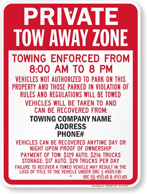 Ohio Tow Away Signs ADA Parking Signs