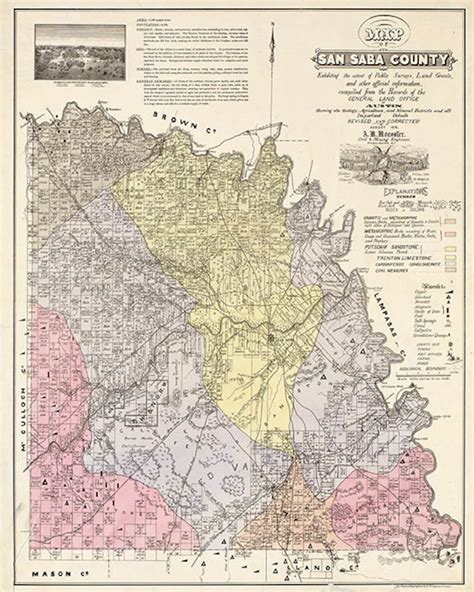 Map Of San Saba County Texas Tx 1876 Vintage Etsy