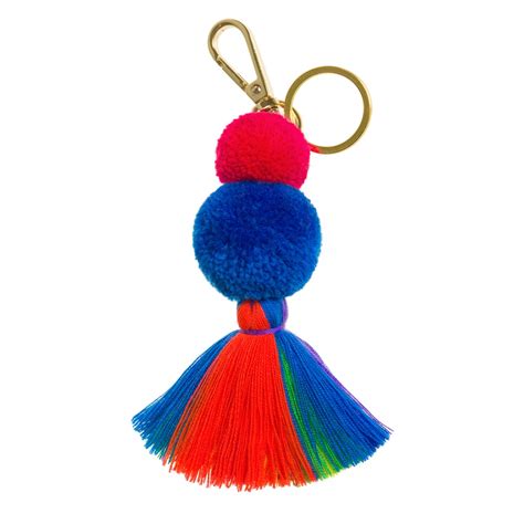 Rainbow Pom Tassel Key Ring Pompom Galore