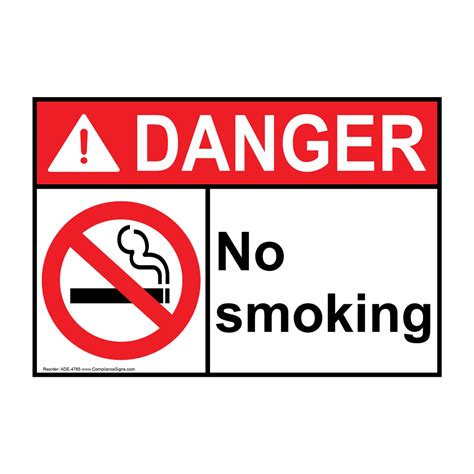 Ansi Danger No Smoking Sign Ade 4765 No Smoking